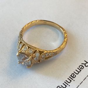 Diamond Ring size 6 - etched 18k gold - appraisal included over $8,000